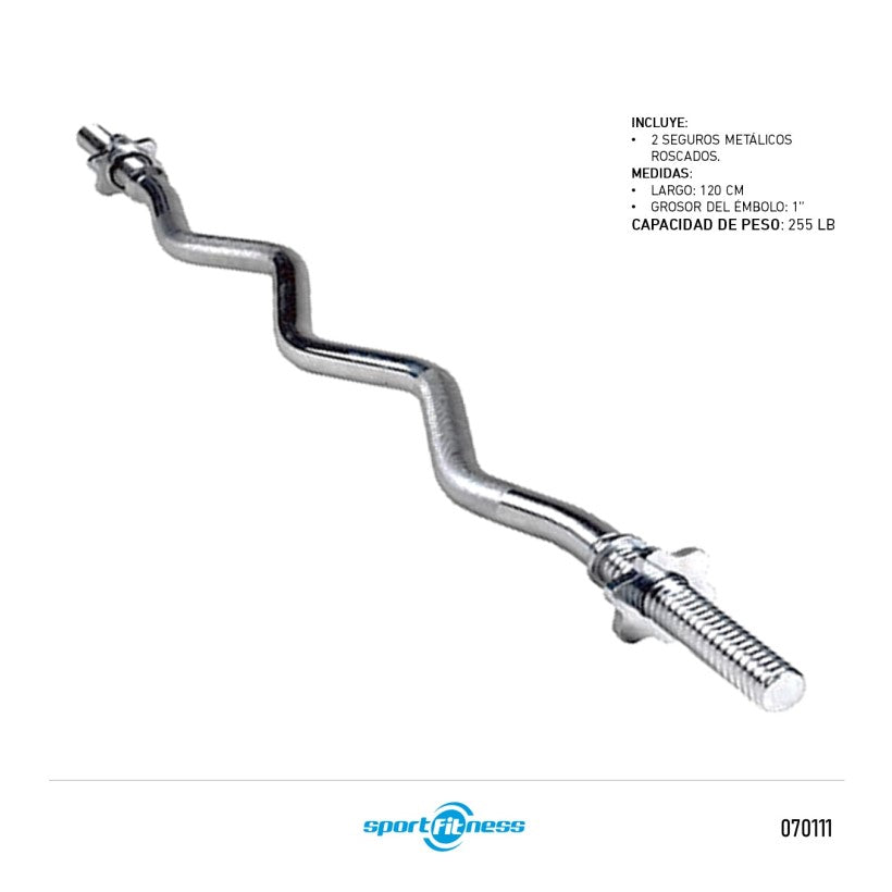 Barra En Z PARA PESAS 1.2MX2.5CM - Sport fitness 70111