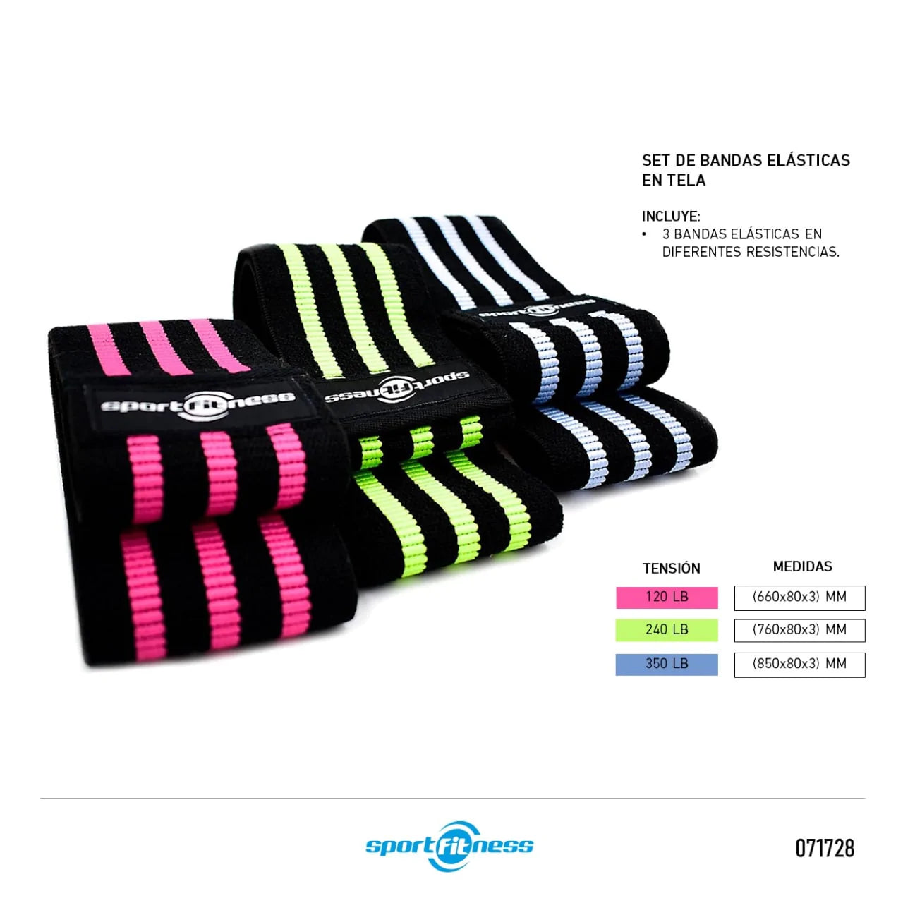 Set de Bandas Elásticas En Tela - Sportfitness