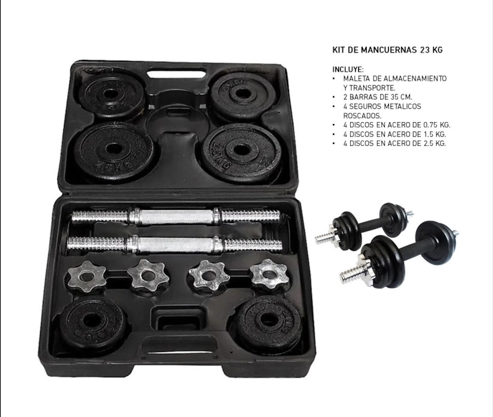 KIT DE MANCUERNAS 23KG BLACK PLATE - 70106