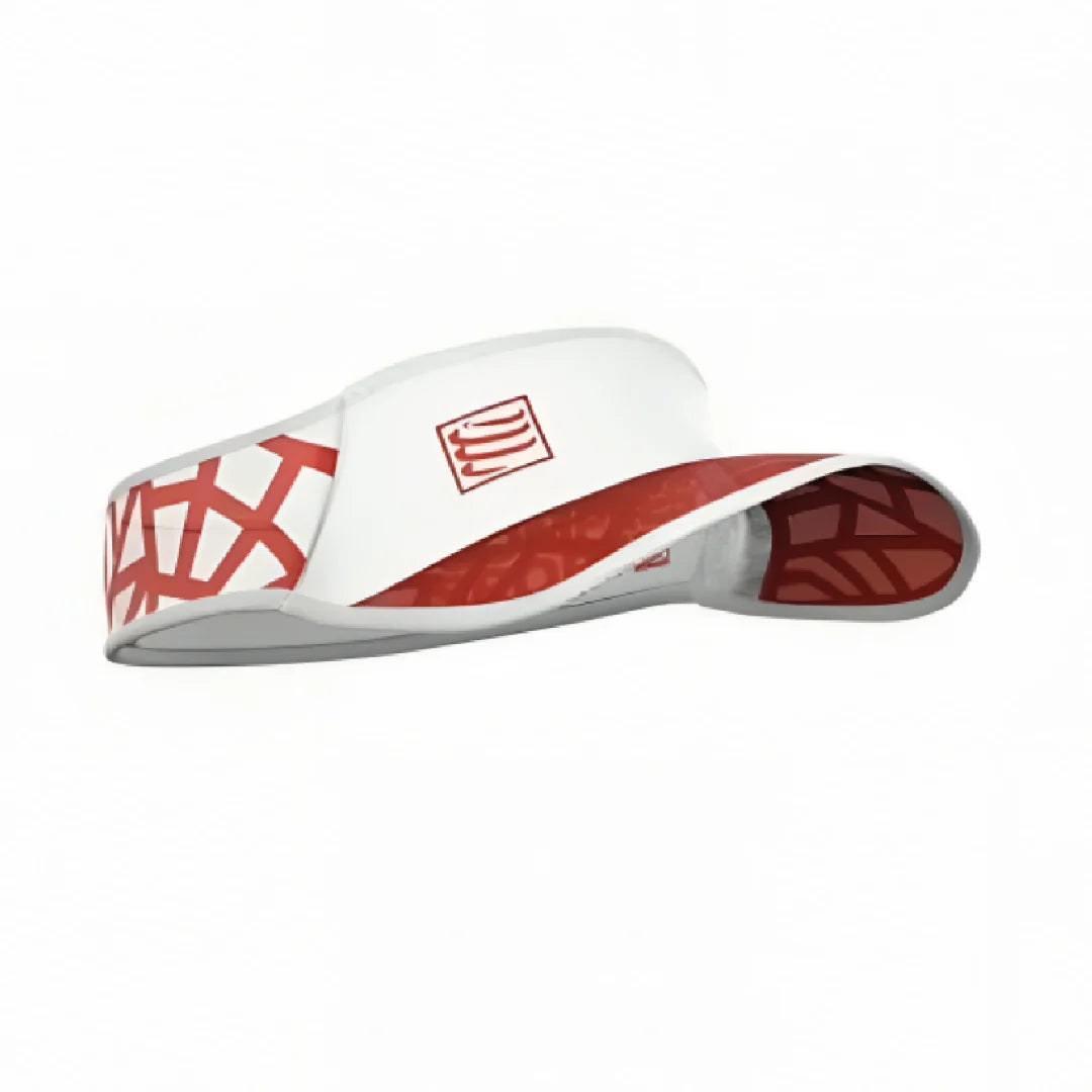 Visera Compressport ultralight spiderweb Blanco Rojo
