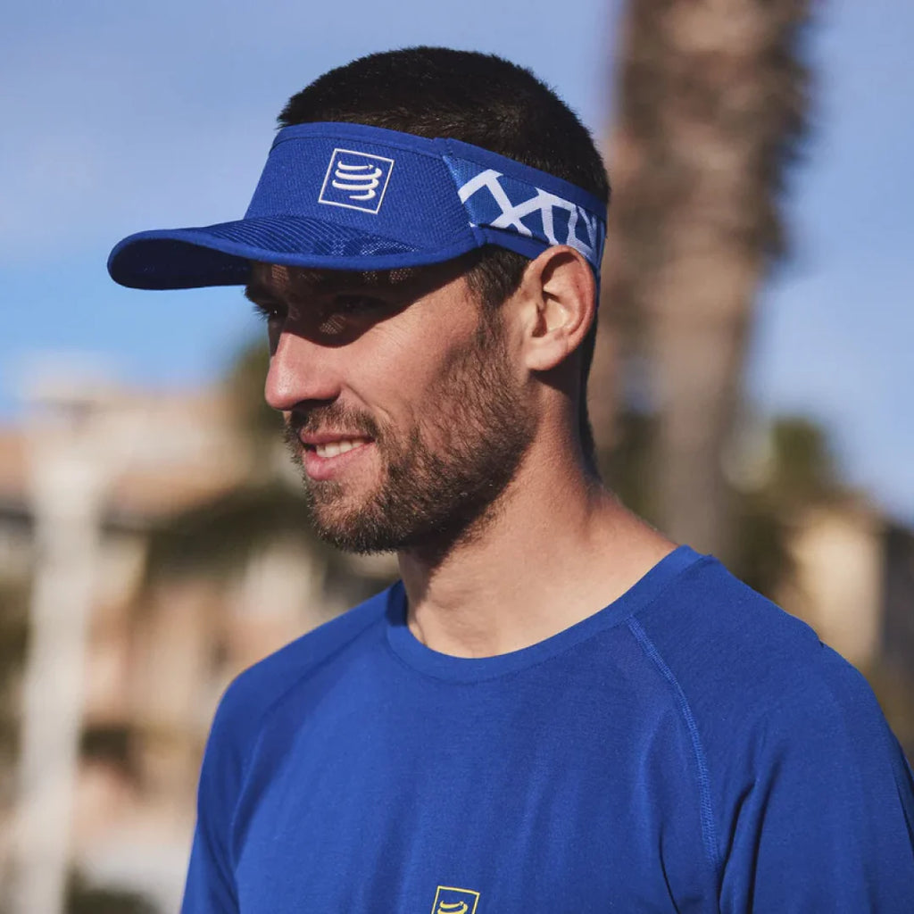 Visera Compressport ultralight spiderweb Azul Blanco